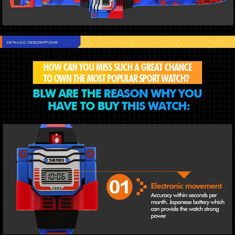 Reloj Transformer Robot - Juguete Retro Digital Infantil