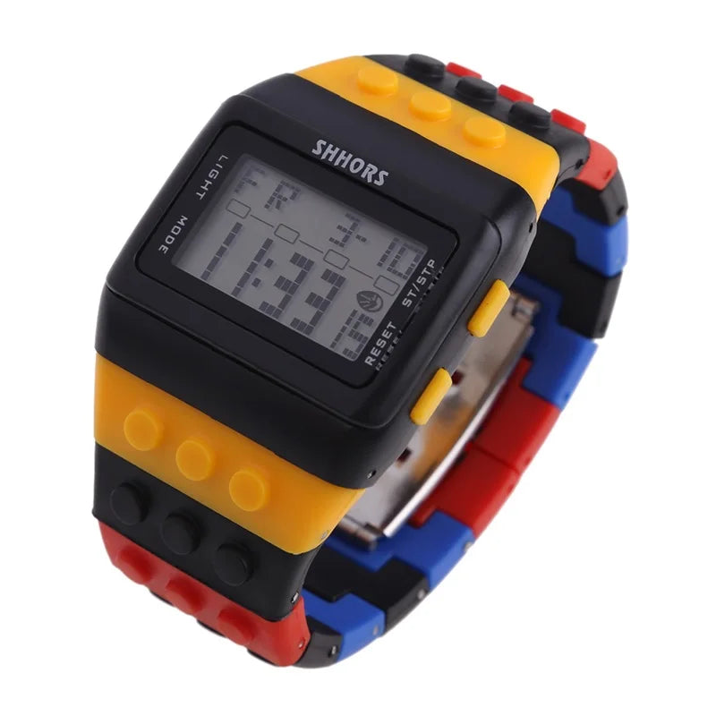 Reloj LED de Bloques - Estilo Constructor Retro Unisex