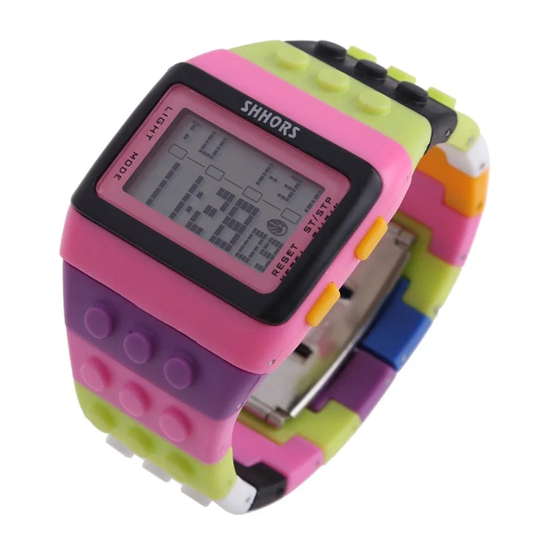 Reloj LED de Bloques - Estilo Constructor Retro Unisex