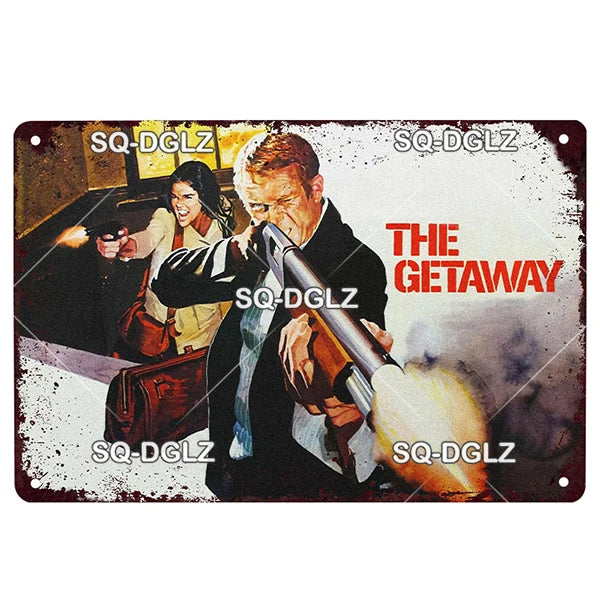 Letrero Metálico Vintage de Películas - Placa Decorativa Retro 20x30cm