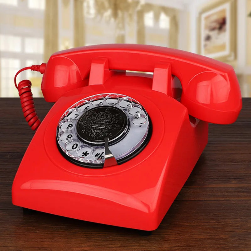 Teléfono Retro de Disco Rojo - Clásico Vintage con Cable