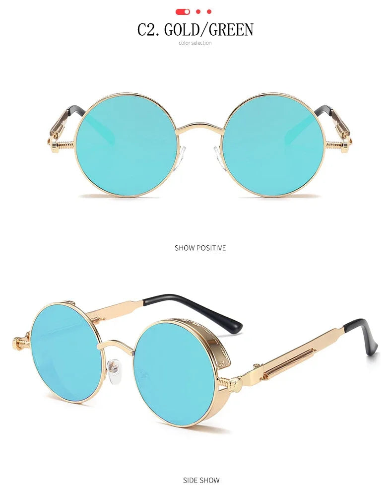 Gafas de Sol Steampunk Redondas Metal - Estilo Retro Industrial