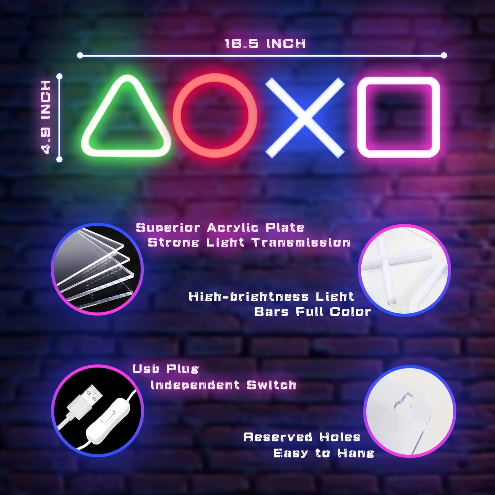 Letrero Neón Retro PS4 - Luz Decorativa Gamer