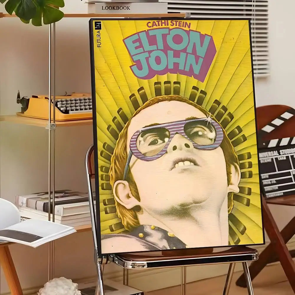 Póster Artístico Elton John - Cuadro Canvas Retro Música Pop