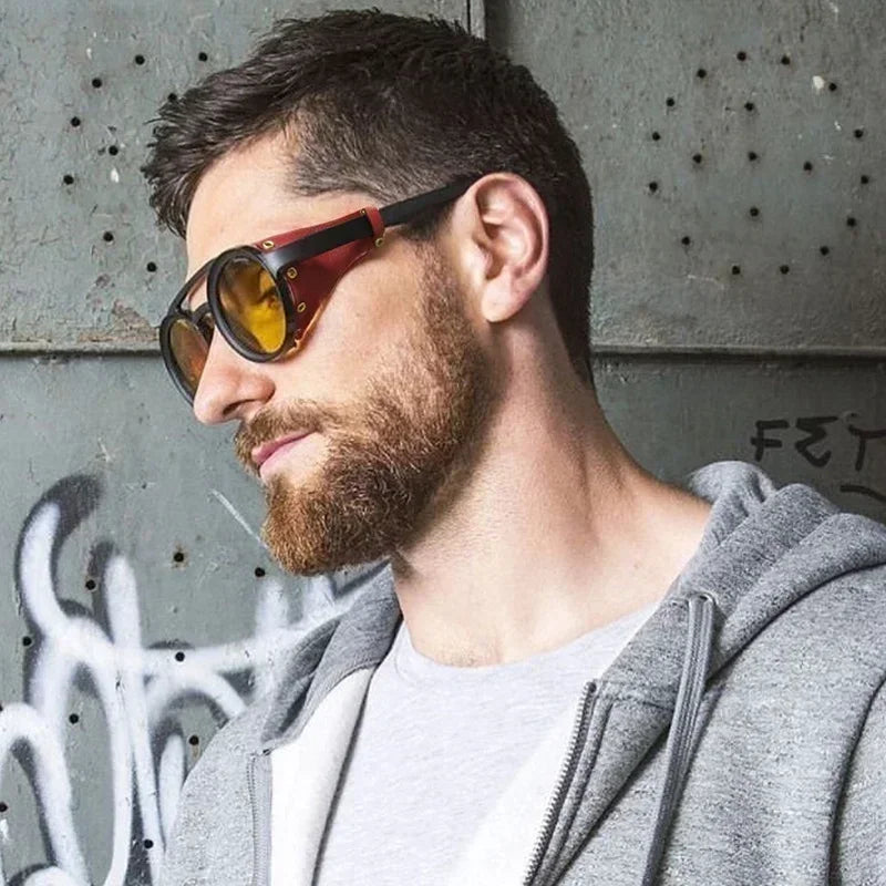 Gafas de Sol Steampunk con Protección Lateral Cuero - UV400 Retro