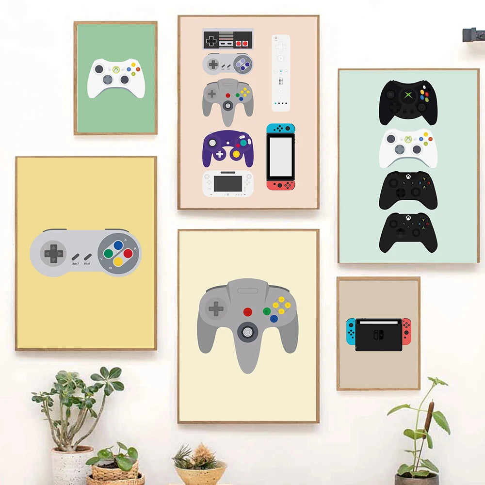 Póster Controles de Videojuegos Retro - Cuadro Decorativo Gamer