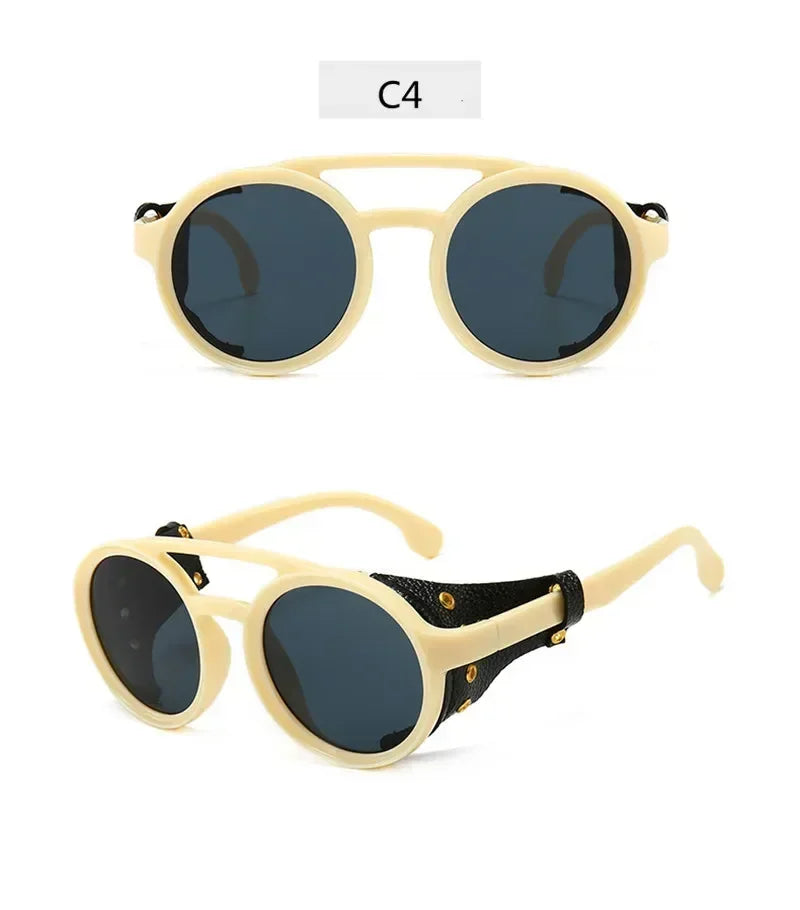 Gafas de Sol Steampunk con Protección Lateral Cuero - UV400 Retro