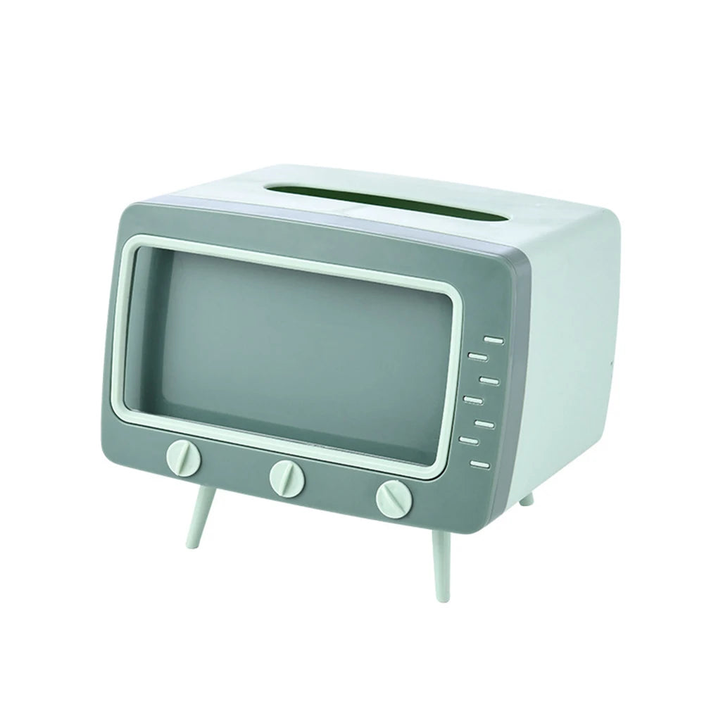 New TV Tissue Box Fun Cute Multi Functional Square Tissue Box Smartphone Phone Holder  for Living Room Night Stand Creative Gift