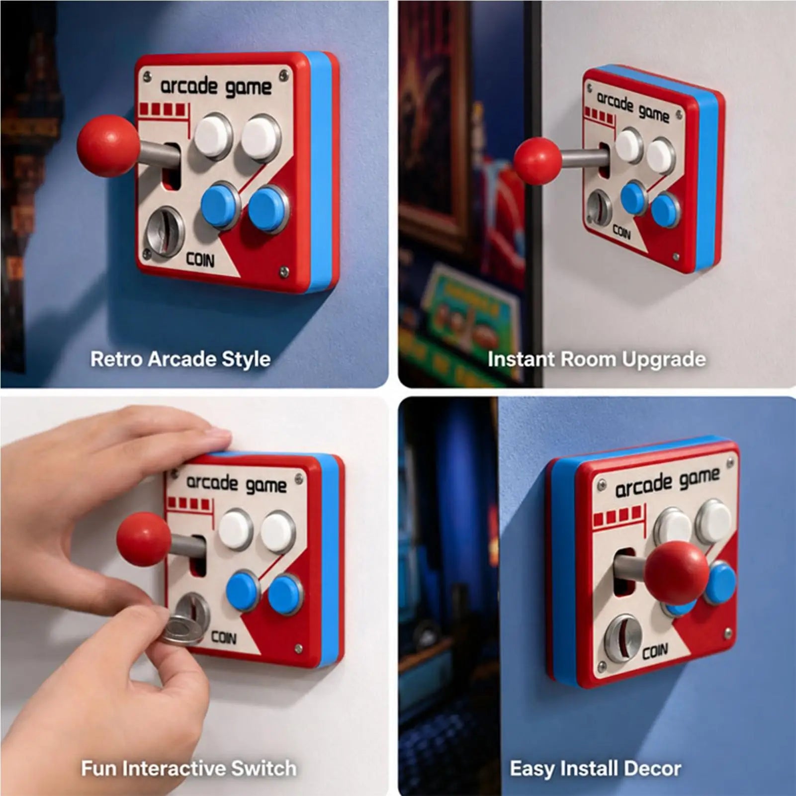 Tapa de Interruptor Arcade Retro - Decoración Gamer