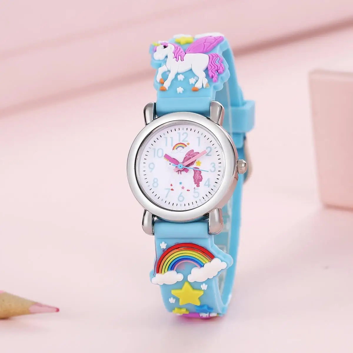 Reloj Infantil Unicornio Arcoíris - Estilo Retro Cartoon