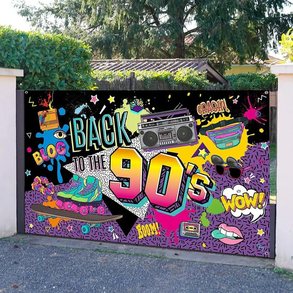 80S 90s Background Decoration Back To The 90s Backdrop Radio Skateboard Graffiti Birthday Party Background Photography Props