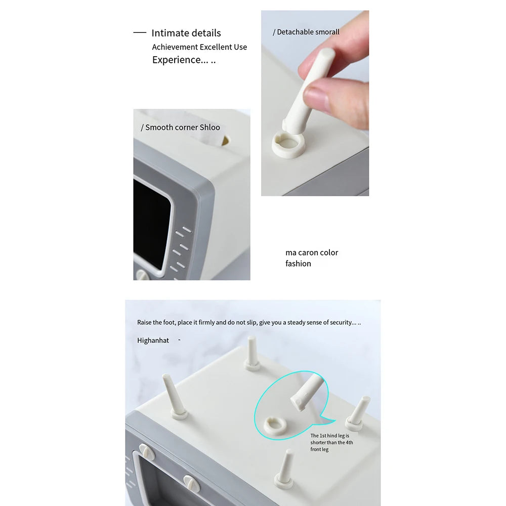 New TV Tissue Box Fun Cute Multi Functional Square Tissue Box Smartphone Phone Holder  for Living Room Night Stand Creative Gift