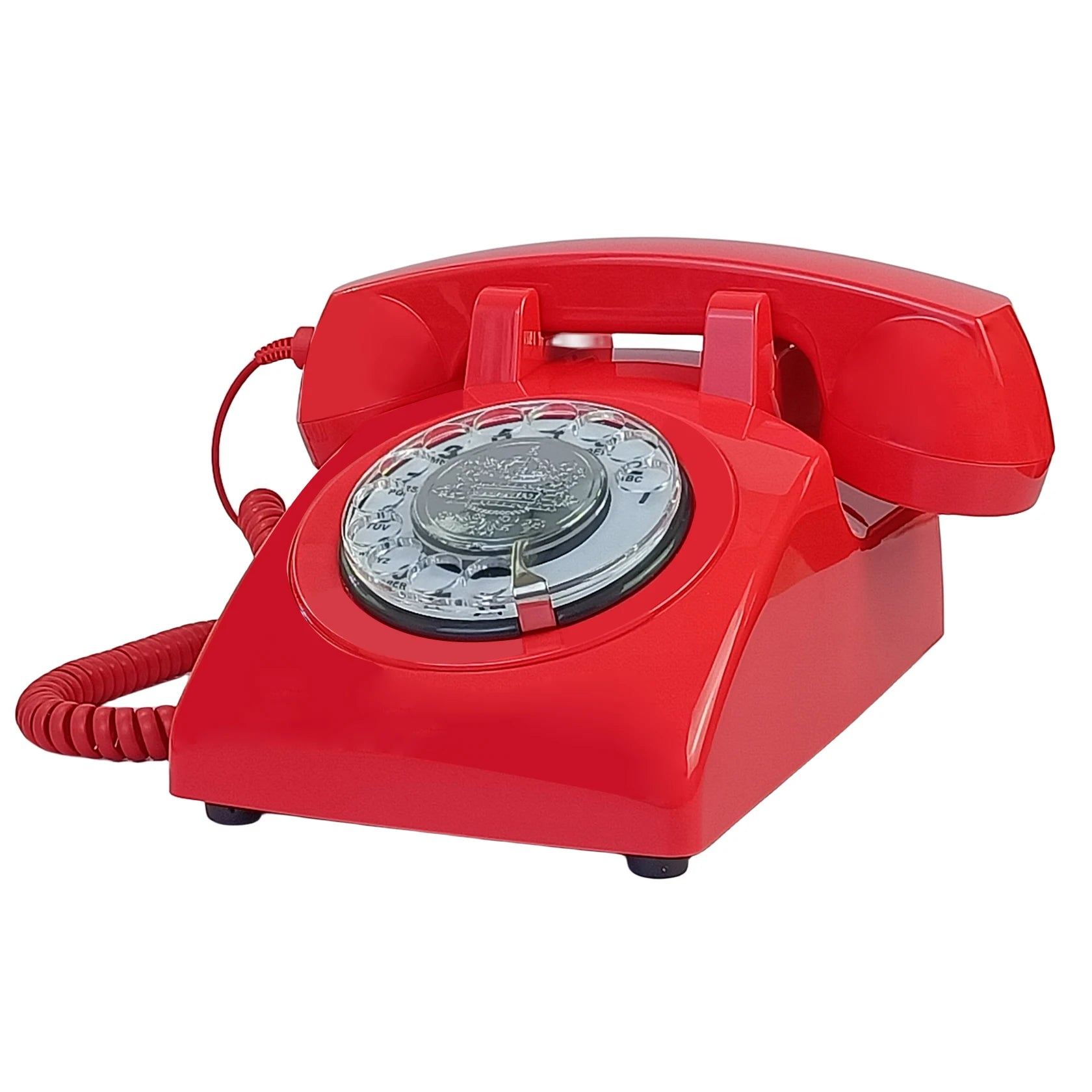 Teléfono Retro de Disco Rojo - Clásico Vintage con Cable