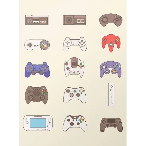 Póster Evolución de Consolas y Gamepads - Cuadro Retro Gamer