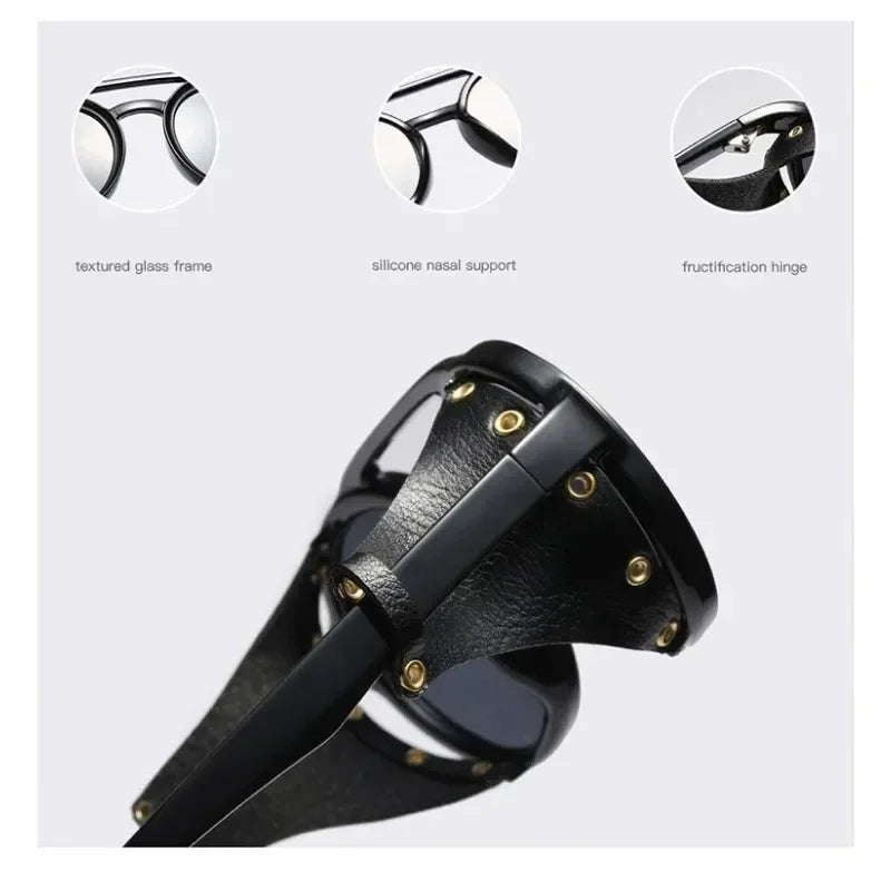 Gafas de Sol Steampunk con Protección Lateral Cuero - UV400 Retro