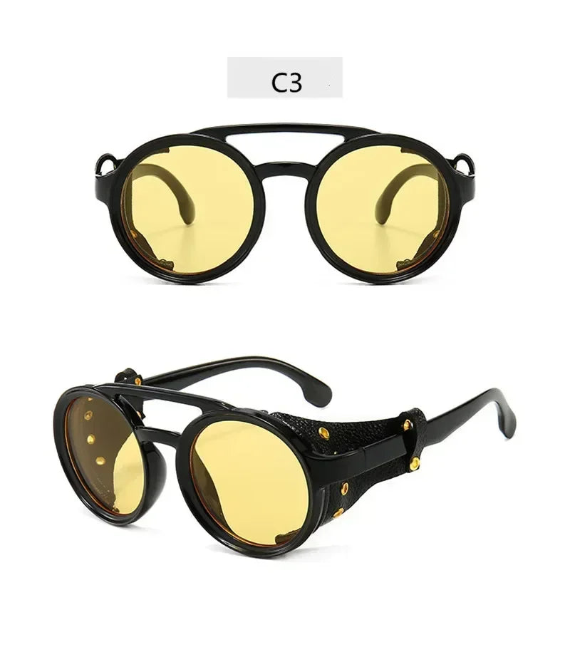 Gafas de Sol Steampunk con Protección Lateral Cuero - UV400 Retro