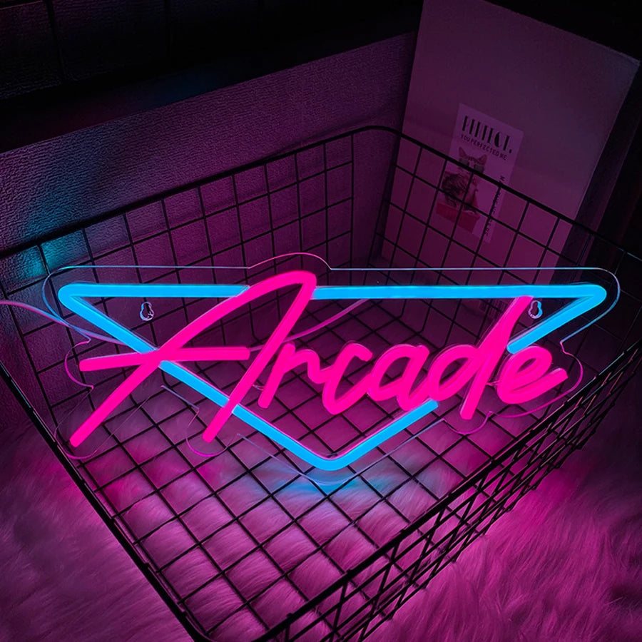 Letrero Neón LED Arcade - Decoración Gamer Retro para Pared