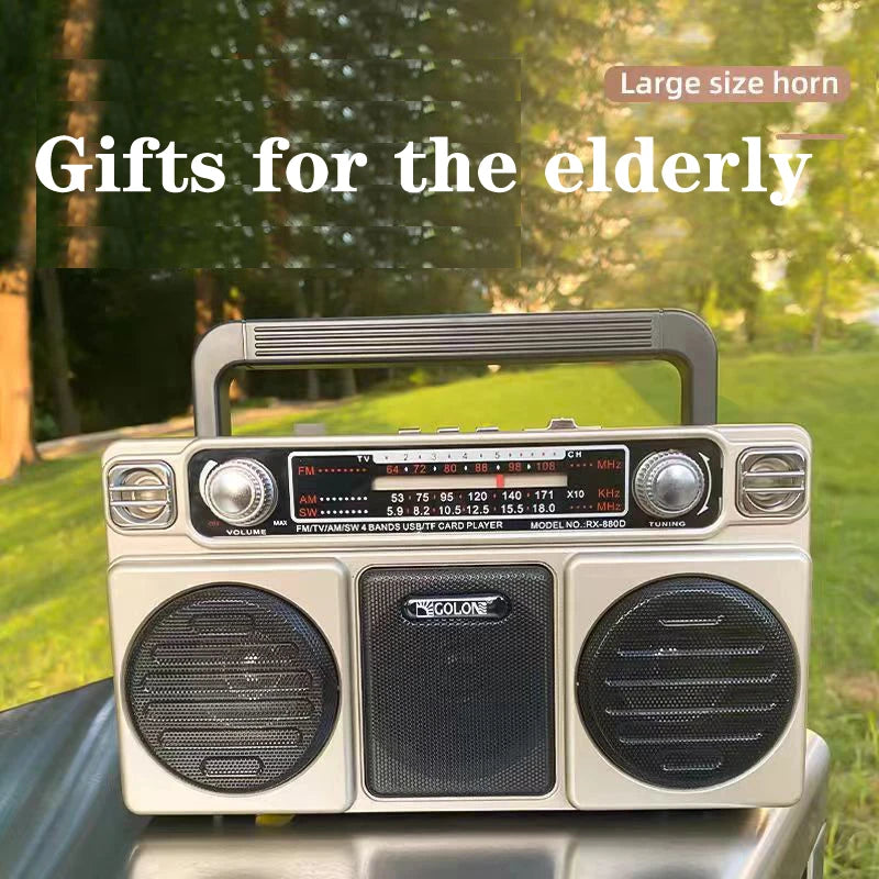 Portable Retro AM/FM/SW 3-band Radio Receiver Wireless Stereo Bluetooth Speakers Charging U Disk Card Radio With Colourful