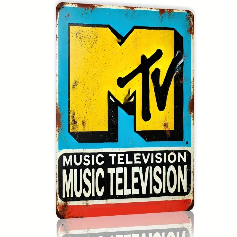 Placa Metálica MTV Logo Retro - Letrero Vintage Decorativo