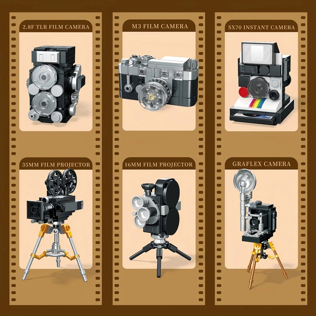 Cámara Retro Bloques 3D - Modelo Coleccionable Vintage para Armar