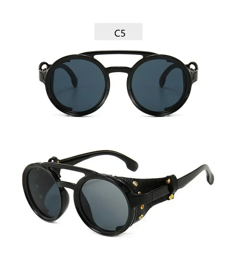 Gafas de Sol Steampunk con Protección Lateral Cuero - UV400 Retro