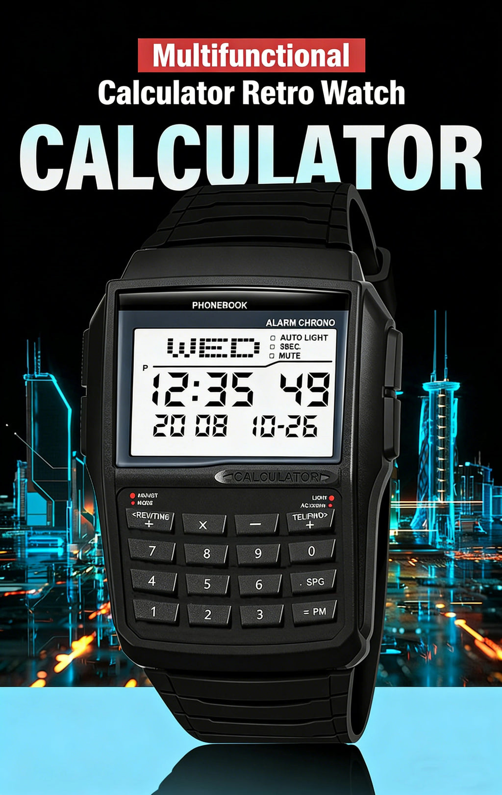 Reloj Calculadora LED Retro - Estilo Deportivo Digital
