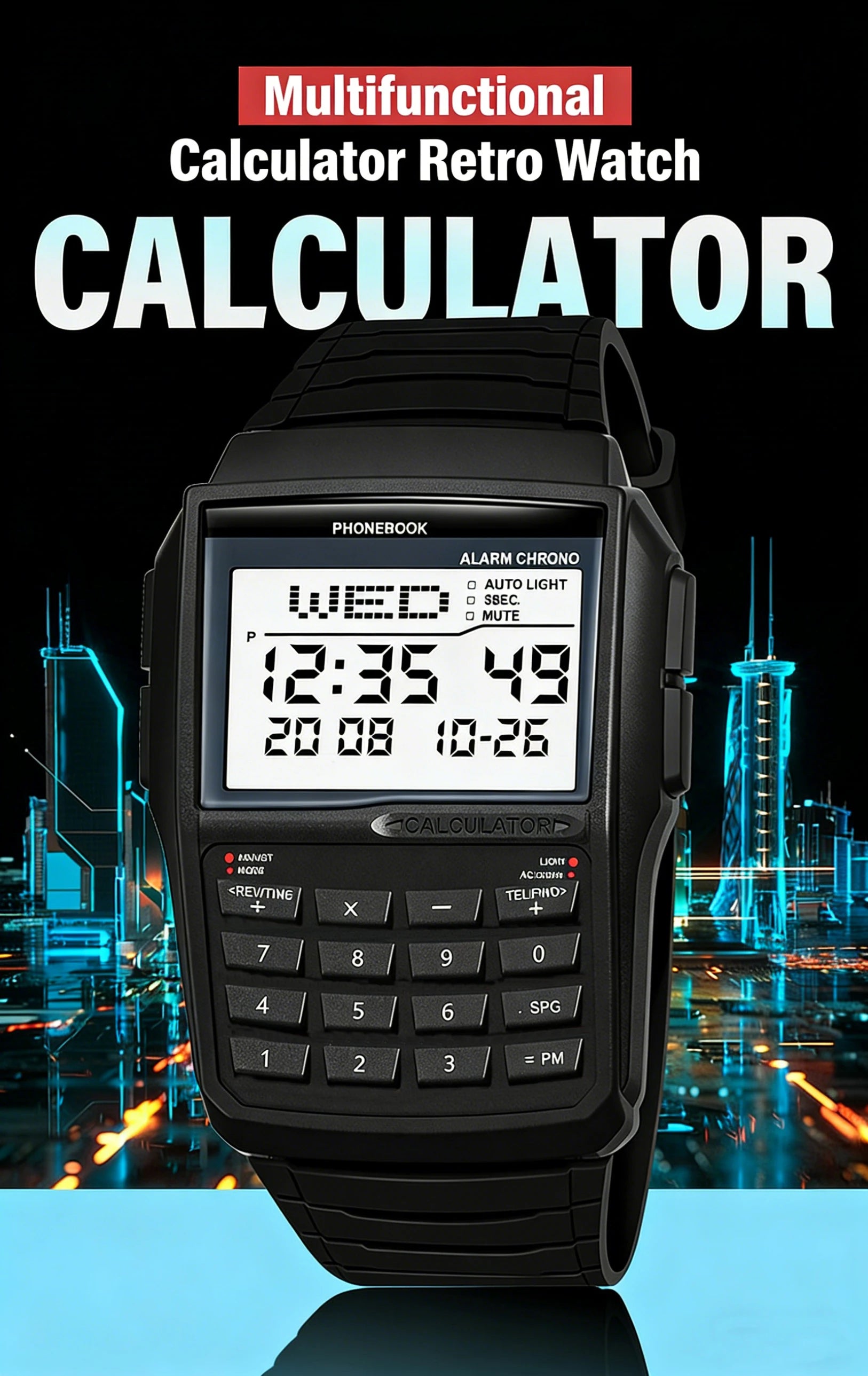 Reloj Calculadora LED Retro - Estilo Deportivo Digital