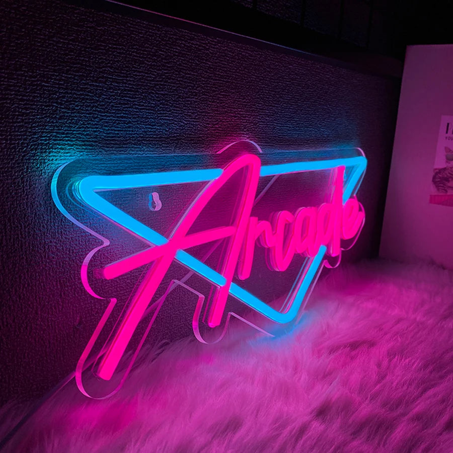 Letrero Neón LED Arcade - Decoración Gamer Retro para Pared