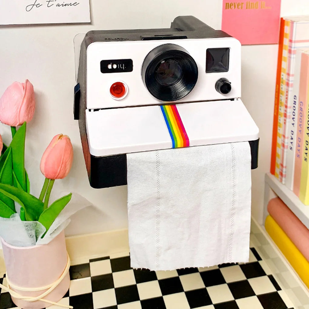 Retro Film Camera Shape Creative Tissue Boxes Bathroom Toilet Roll Paper Holder Box Home Decoration Funny DIY Prop