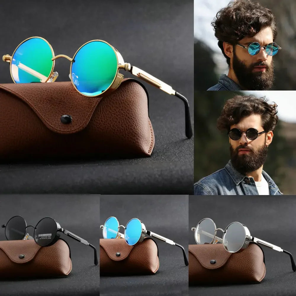Gafas de Sol Steampunk Redondas Metal - Estilo Retro Industrial