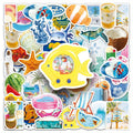 Pack 50 Stickers Retro Playa y Surf - Calcomanías Decorativas