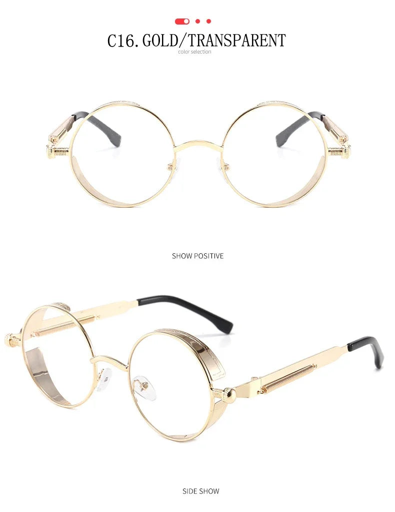 Gafas de Sol Steampunk Redondas Metal - Estilo Retro Industrial