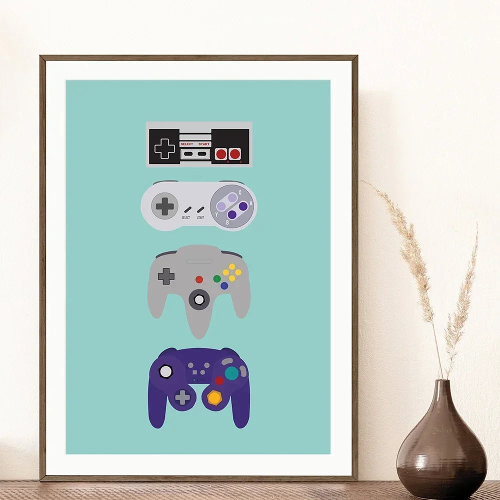 Cuadro Abstracto Control de Videojuegos - Arte Moderno Gamer