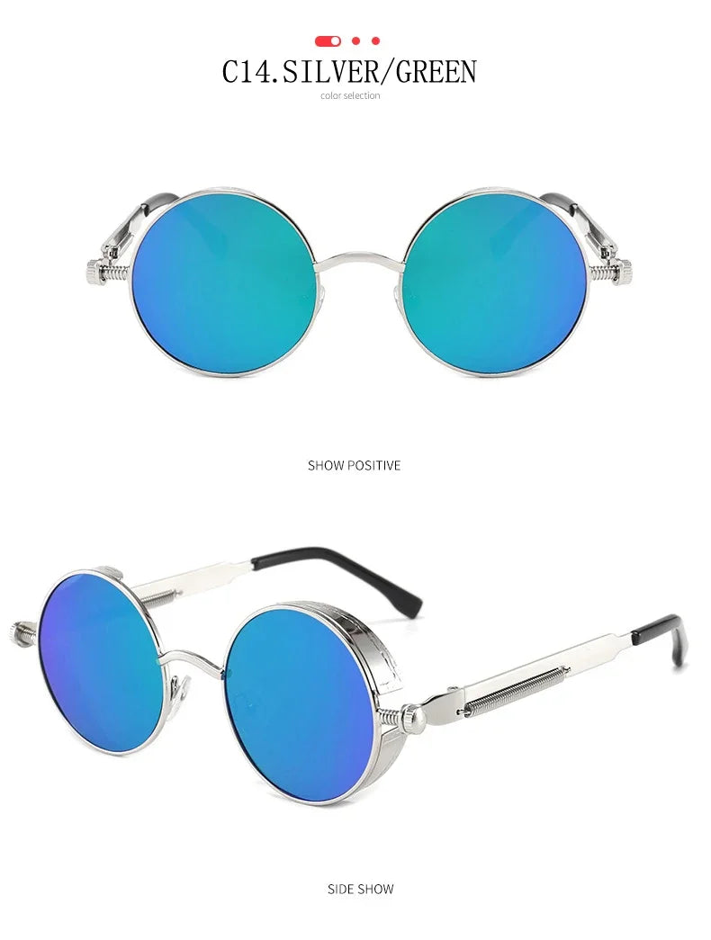 Gafas de Sol Steampunk Redondas Metal - Estilo Retro Industrial