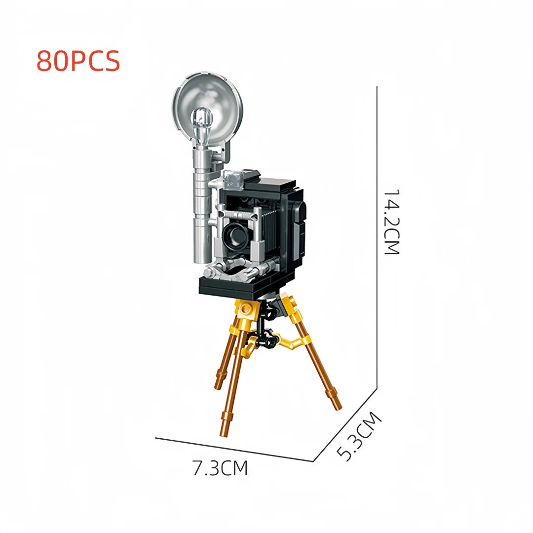 Cámara Retro Bloques 3D - Modelo Coleccionable Vintage para Armar