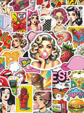 50Pcs 50PCS Retro 80s Woman Stickers  Decals For Phone Laptop Suitcase Notebook Skateboard Waterproof Stickers