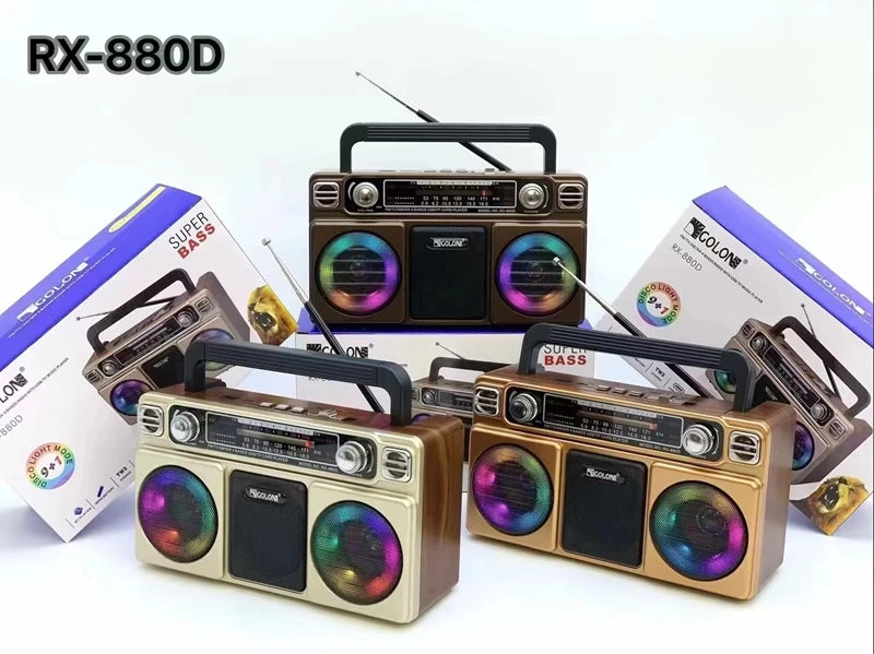 Portable Retro AM/FM/SW 3-band Radio Receiver Wireless Stereo Bluetooth Speakers Charging U Disk Card Radio With Colourful