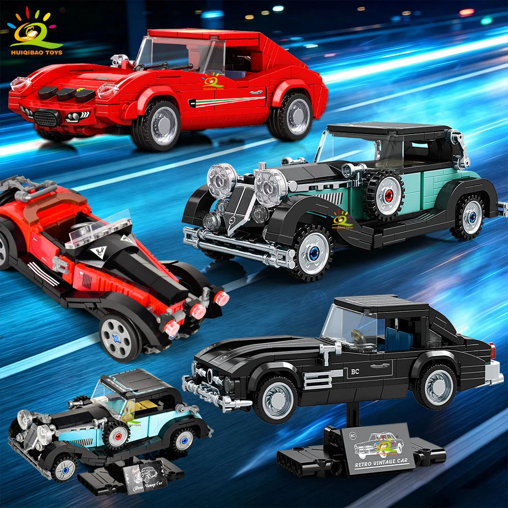 Auto Deportivo Retro MOC con Exhibidor - Bloques de Construcción