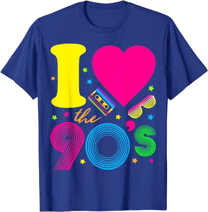 1990's 90s T-Shirt I Heart The Nineties Shirts Retro Style Cute Graphic Outfits Saying Tee Y2k Tops Aunt Mama Birthday Gifts