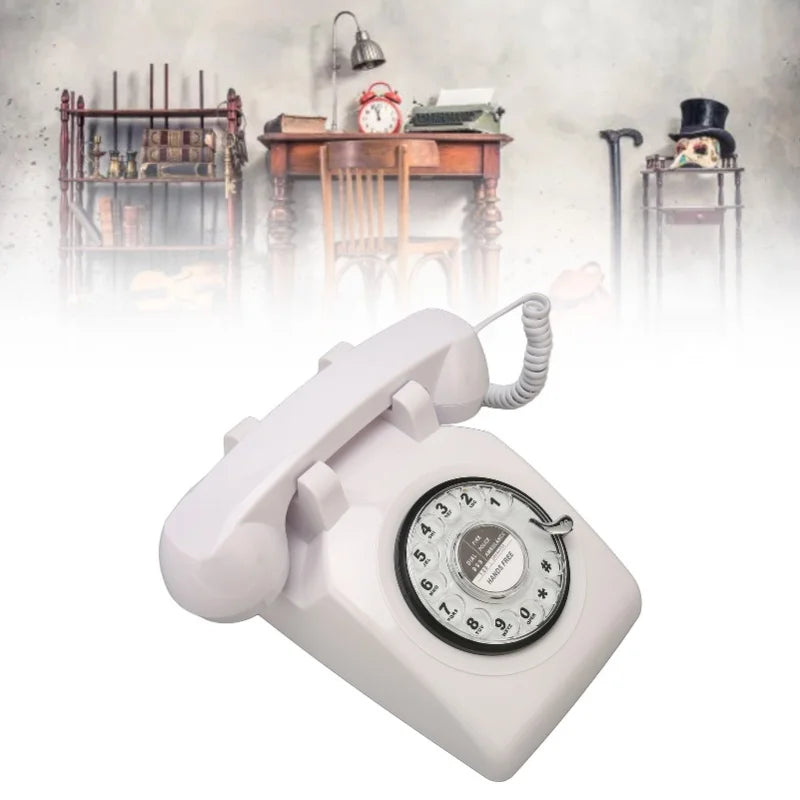Retro Rotating Phone Old Fashioned Vintage Landline Phone With Mechanical Ringer Speaker For Household Office Hotel