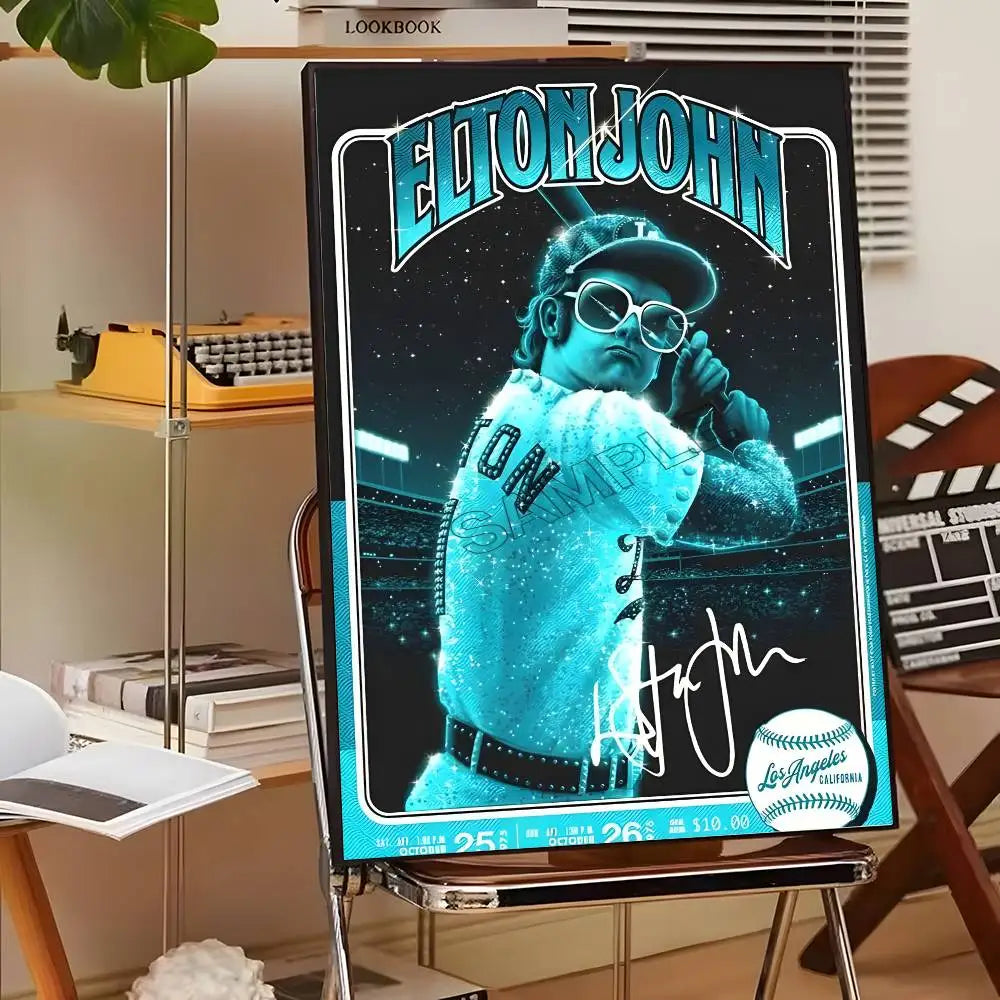 Póster Artístico Elton John - Cuadro Canvas Retro Música Pop