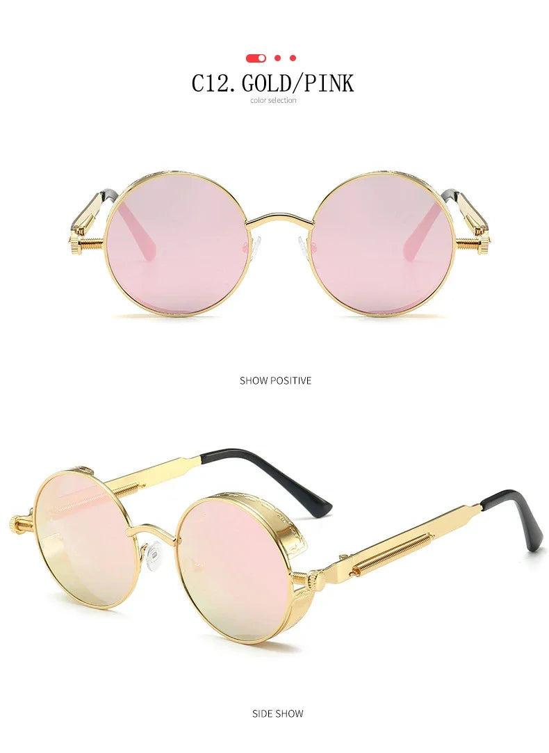 Gafas de Sol Steampunk Redondas Metal - Estilo Retro Industrial