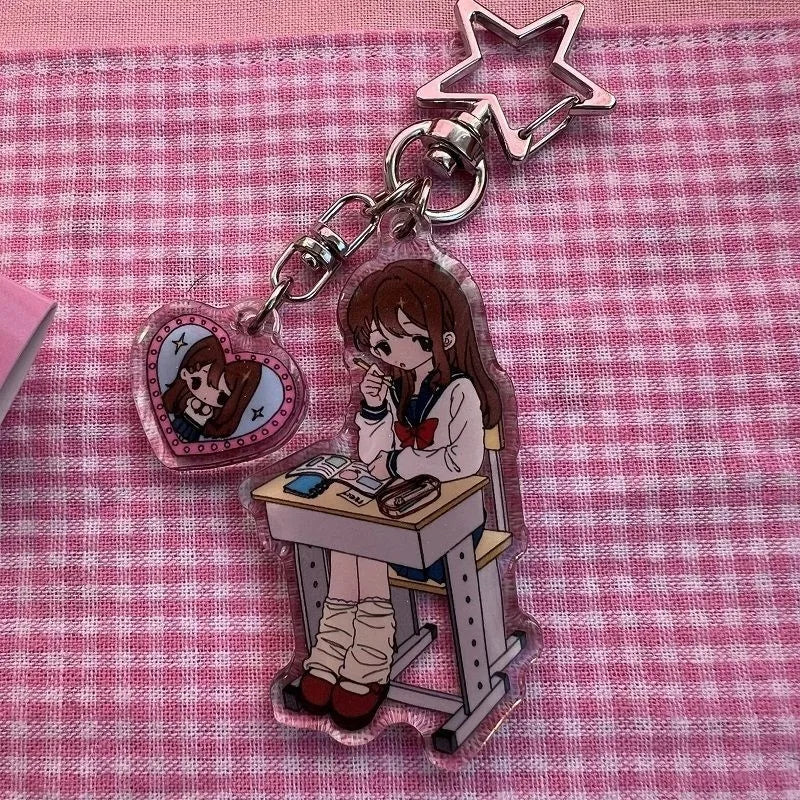 New Y2k Singer Girl Figurine Key Chain Project Anime Peripherals Cute Cartoon Originality Delicate Schoolbag Pendant Cute Gift