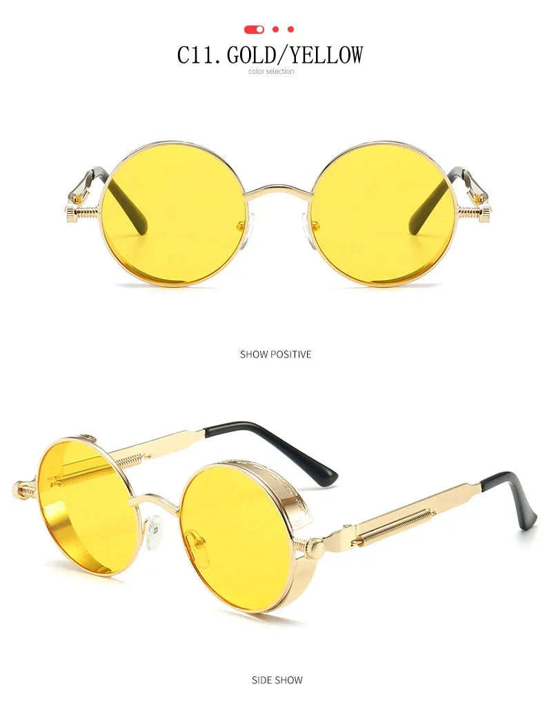 Gafas de Sol Steampunk Redondas Metal - Estilo Retro Industrial