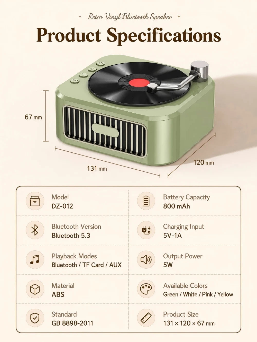Hichomeow Mini Retro Bluetooth Speaker 5.3, Vintage FM Radio, TF Card USB AUX, Compact Speaker for Home Desk Gift