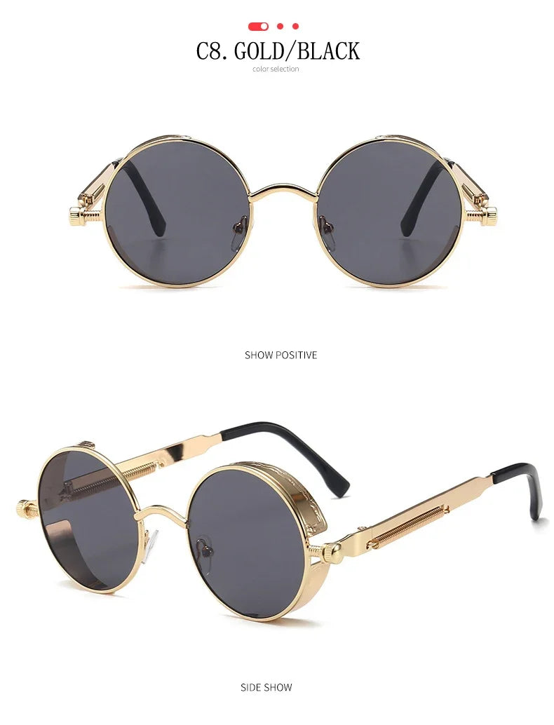 Gafas de Sol Steampunk Redondas Metal - Estilo Retro Industrial
