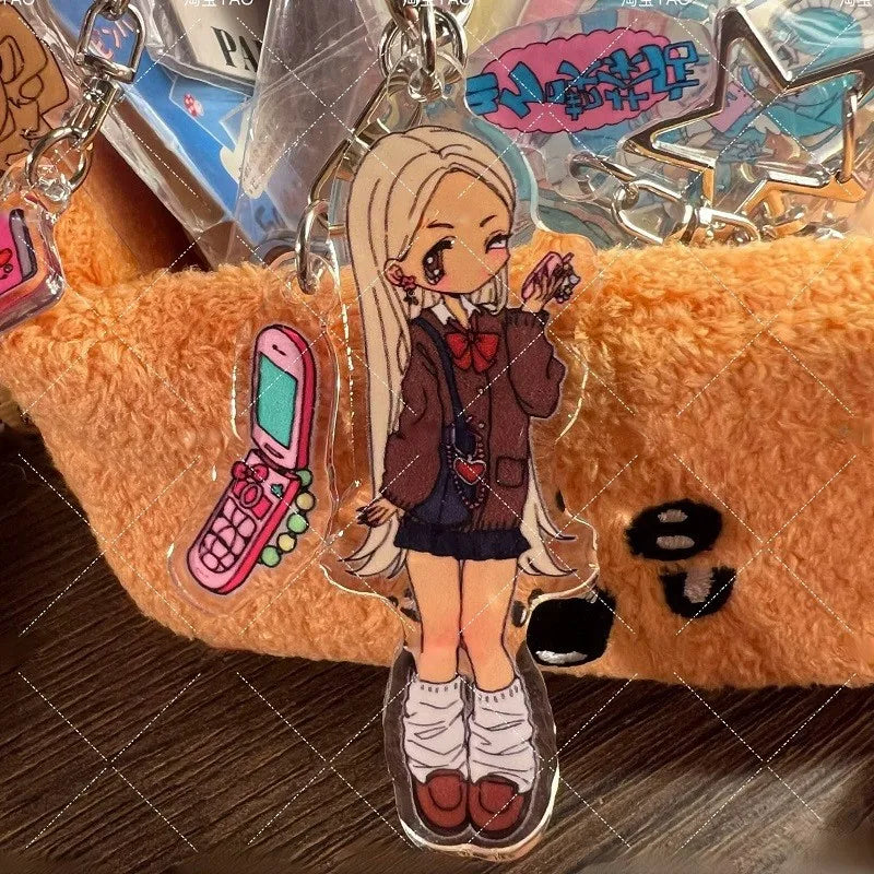 New Y2k Singer Girl Figurine Key Chain Project Anime Peripherals Cute Cartoon Originality Delicate Schoolbag Pendant Cute Gift