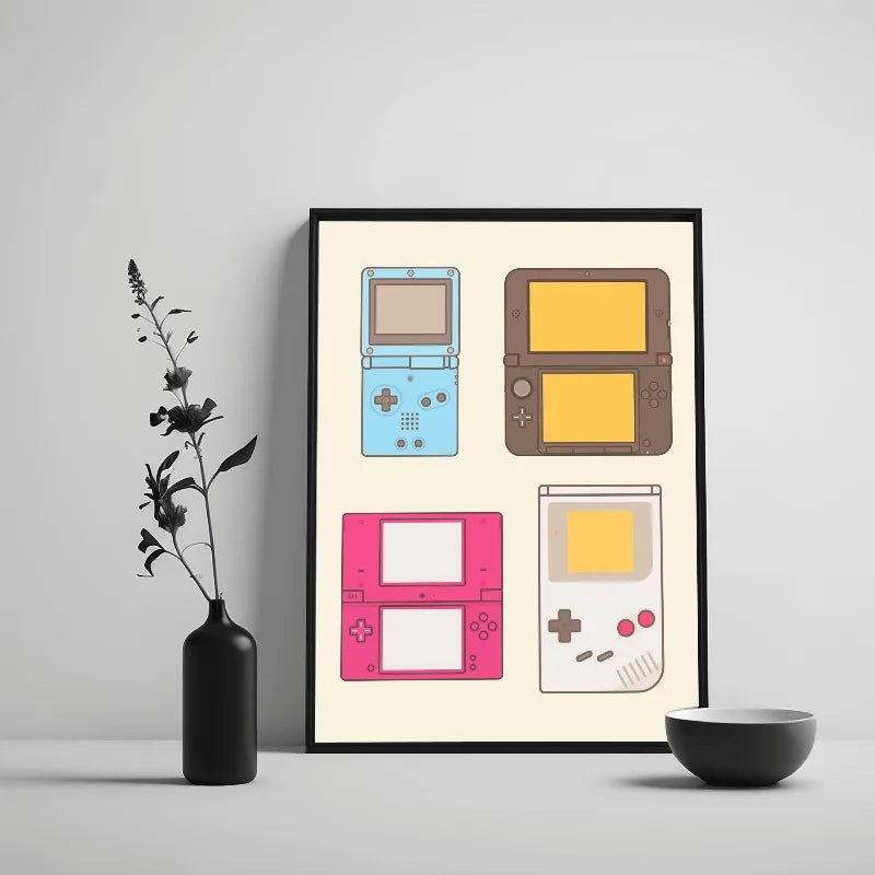 Póster Evolución de Consolas y Gamepads - Cuadro Retro Gamer