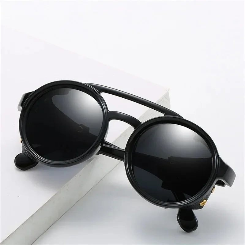Gafas de Sol Steampunk con Protección Lateral Cuero - UV400 Retro