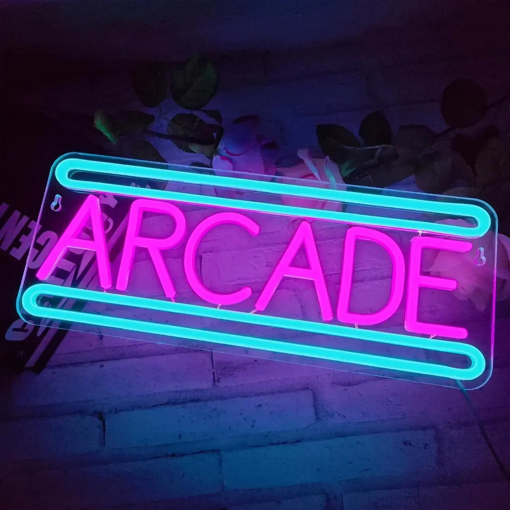Letrero LED Neón Arcade Retro - Luz Decorativa Game Room Vintage